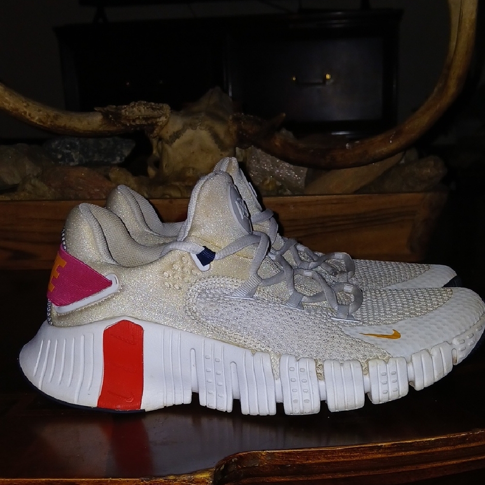 Women's Cream and Red Sneakers